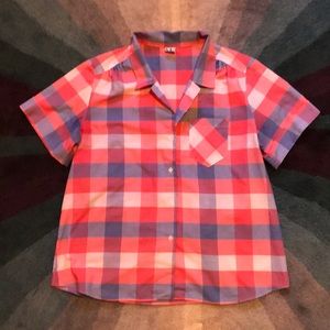 True vintage pink plaid blouse XL